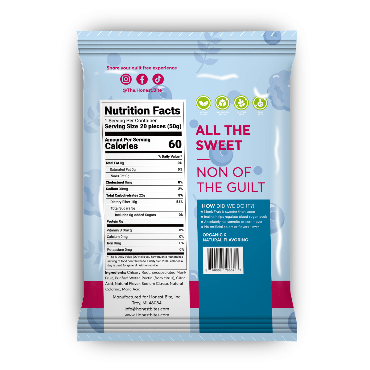 SOUR BLUE RASPBERRY 6 PACK - Honest Bites